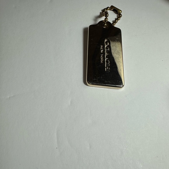 Coach Gold Metal Rectangular Tag Keychain - Picture 2 of 4